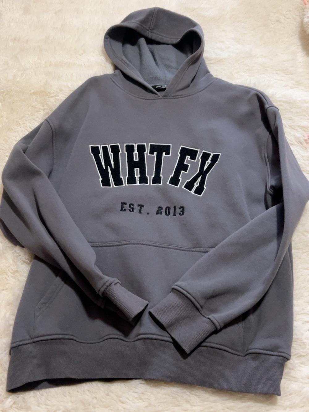 White Fox Boutique Gray WHTFX Logo Crewneck Hoodie